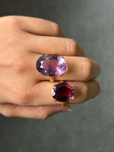 For Sale on 1stDibs - Make a statement with this stunning 17.95 carat purple Amethyst solitaire cocktail ring. The center stone is completely clean, with no inclusions at all, Yellow Gold Cocktail Ring, Gold Cocktail Ring, Gold Cocktail, Cocktail Ring, Purple Amethyst, Stone Ring, Cocktail Rings, Rings Statement, Stone Rings