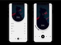 two iphones with the same image on them, one is showing an audio player
