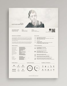 a clean and modern resume template with an image of a man's face on it