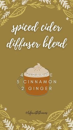 Fall Defuser Sents, Cinnamon Bark Essential Oil, Essential Oil Remedy, Oil Remedies, Spiced Cider