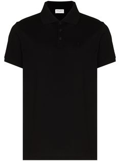 Academia Aesthetic, Polo Collar, Button Placket, Black Cotton, Black Shirt, Saint Laurent, Men's Polo Shirt, Polo Shirt, Short Sleeves