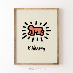 a framed print with the words k - hoang in black, orange and white