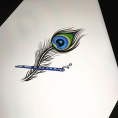 a drawing of a peacock feather with a pencil