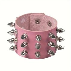 Pink Punk Spike Wrist Cuff Rivet Bangle Bracelet Vegan Leather Goth New Gift Brand New In Original Package No Tags Attached Punk Goth Style Rivet Spike Wrist Cuff Bracelet Double Snap Closure Silver Tone Metal Faux Leather Color: Pink Great Gift Idea Stocking Stuffer Secret Santa ***Check Out My Other Great Items*** Bundle & Save $$$ On Shipping (T3j199) Tags Home, Country ,Collectable, Vintage, Figurine ,Office, Boho, Hippie, Stylish, Gift, Fashion, Surfer, Vacation, Beach, Unisex, Vegan, Minim Trendy Metal Wristband For Party, Trendy Silver Metal Wristband, Punk Style Leather Cuff Bracelet, Punk Metal Jewelry With Bracelet Strap, Punk Style Metal Bracelet Strap Jewelry, Punk Studded Bracelets For Festivals, Punk Style Studded Bracelets For Festivals, Punk Style Metal Bracelet, Punk Style Bangle Bracelets For Gifts