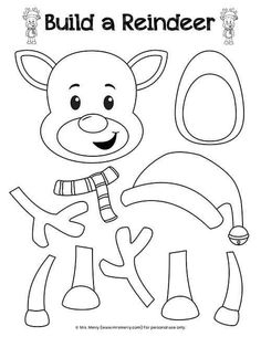 the letter o is for reindeer coloring page with an image of a cartoon animal in black and