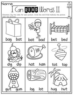 an i can read worksheet with pictures and words to help students learn how to read