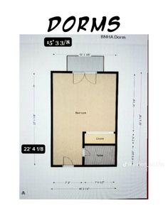 a floor plan for a small apartment with two rooms and an attached kitchenette area