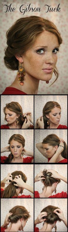 the Gibson tuck Gibson Tuck, Different Hair Styles, Updo Hairstyles Tutorials, Peinados Recogidos, Fishtail Braid, Different Hair, Hairstyles Updo, Hair Tutorials Easy, Hair Envy