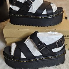 Brand New, Never Worn, With Box, Dr.Martens Voss Ii Quad ' Athena' Sandal Dr Marten Voss Sandals Outfit, Adjustable Black Platform Footbed Sandals, Black Adjustable Platform Footbed Sandals, Doc Martens Platform Sandals, Dr Martens Voss Ii, Doc Martens Sandals Voss, Black Dr Marten Sandals, Dr. Martin Sandals, Dr Martens Voss