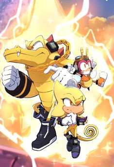 an image of sonic and tails in the air