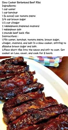 the recipe for barbecue ribs on a plate