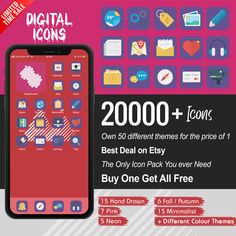 an advertisement for the digital icons app, which is designed to look like it has many different