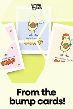 an advertisement for the bump card game, with images of animals and words on them