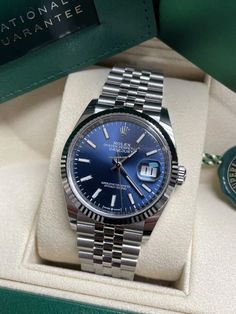 Rolex Datejust 36mm Blue Dial Fluted Bezel Jubilee 126234 NEW... for $11,975 for sale from a Trusted Seller on Chrono24 Rolex Blue, Rolex Datejust 36mm, Rolex Datejust Men, Stylish Watches Men, Boys Watches, Fancy Watches, Expensive Jewelry Luxury, Rolex Watches For Men, Men's Watches Luxury