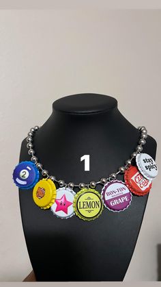 a necklace that has some buttons on it