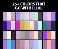 the colors that go with lilac are shown in different shades and sizes, including purples