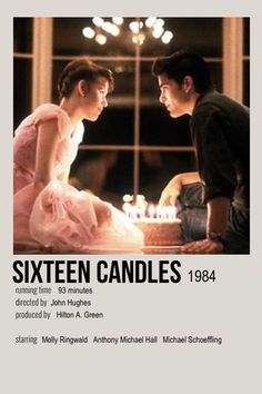 the poster for sixteen candles, which features two people sitting at a table