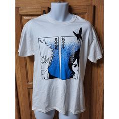 Bleach Character Unisex Adult/Teen T-Shirt. Nwt. Size Large Characters: Ichigo Kurosaki, Rukia Kuchiki Summer White Tops With Front And Back Print, White Tops With Front And Back Print For Summer, White Relaxed Fit Shirt With Character Print, White Short Sleeve Top With Print, White Short Sleeve Top With Front And Back Print, White Character Print T-shirt For Summer, White Graphic Tee With Front And Back Print, Casual White Shirt With Front And Back Print, Casual White Shirt With Print