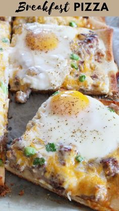 this breakfast pizza has an egg on top and cheese on the bottom, but it's not too cheesy