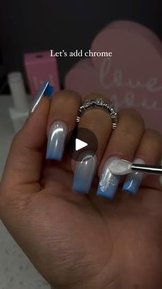 Chrome Ombre Nails Designs, Metdaan Makeup, Ombre Chrome, Ombre Coffin Nails, Marble Acrylic Nails, Short Coffin Nails Designs, Polka Dot Nail Designs, Blue Ombre Nails, Short Coffin Nails