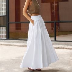 This Skirt By Commense Features A High Waist, Maxi Length, Pleated Design, Back Zipper Closure, A Regular Fit. Color: White Size: Xs Lined Fabric Content: 70% Viscose, 30% Linen Same Or Next Day Shipping Pleated Maxi Skirt, White Minimalist, Pleated Maxi, Brand Collection, Jacket Brands, Coat Dress, Casual Skirts, Dress Skirt, Maxi Skirt