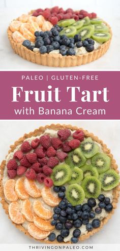 fruit tart with banana cream and kiwis on top