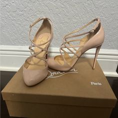 Originally $800 Size 38, Around A Us 7.5 Or 8 Comes With Box, Dust Bags, Extra Heel Taps Worn 3-4 Times, Only Visible Usage Is On Bottom And Small Indent Near Bottom Of Heel (Seen In 1st Image) Heel Taps, Ballerina Heels, Heel Tap, Pink Ballerina, Christian Louboutin Shoes, Women's Pumps, Shoes Women Heels, Christian Louboutin, Light Pink