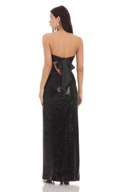 Sequin Satin Back Tie Maxi Dress in Black | LUCY IN THE SKY Sparkly Long Dress, Ring Dance, Nyc Fits, Black Sparkly Dress, Black And Silver Dress, Nye Dress, Tie Maxi Dress, Lucy In The Sky, Sequin Bodycon Dress