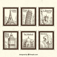 postage stamps with famous landmarks on them