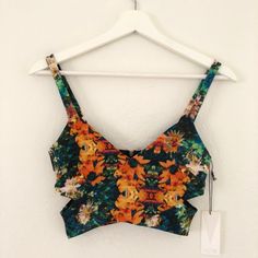 Nordstrom Astr Bralette Top With Side Cut Outs New With Tags In Size Xs ! Super Cute And Flirty With An Amazing Color Mix ! Can Be Styled As A Crop Top Paired Up With Your Favorite Boyfriend Jean Jacket ! Multicolor Bra-friendly Tops For Summer, Summer Multicolor Bra-friendly Tops, Trendy Summer Crop Top With Cutout, Summer Floral Print Crop Top For Party, Fitted Tropical Print Crop Top For Summer, Boyfriend Jean Jacket, Moissanite Ring Set, Bralette Top, Bralette Crop Top