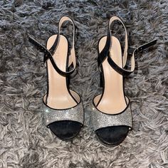 Brand New Black Glitter Heels For Evening, Black Glitter Heels For Formal Occasions, Chic Black Glitter Heels, Sliver Heels, Black Crystal-embellished Evening Heels, Shoes Women Heels, Shoes Heels, Brand New, Women Shoes