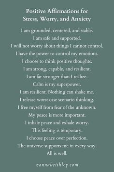 44 Positive Affirmations For Stress, Worry, And Anxiety Affirmations Wall, Think Positive Thoughts, Healing Affirmations, Vie Motivation, Daily Positive Affirmations, Morning Affirmations, Self Love Affirmations, Positive Self Affirmations, Love Affirmations