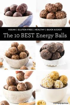 The 10 BEST Energy Ball Recipes -- plus a full guide about how to customize your own energy ball flavors! [vegan & gf] #energyballs #energybites #vegansnacks #healthysnacks #vegan #glutenfree #simplyquinoa Energy Balls Recipe, Keto Simple, Peanut Butter Energy Bites, Energy Balls Healthy, Energy Bites Recipes, Energy Ball Recipe, Simply Quinoa, Ball Recipes, Healthy Vegan Snacks