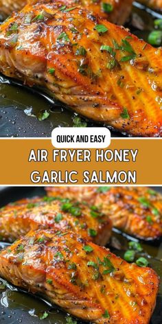 air fryer honey garlic salmon on a pan