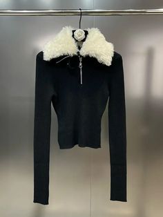 This is perfect for those who are looking for a clothing for a good price. It is fashionable, stylish, and it will look great on anyone who wears it. Do you wanahavit? Winter Lambswool Long Sleeve Sweater, Black Wool V-neck Sweater For Winter, Black V-neck Soft Knit Outerwear, Lambswool Sweater, Looks Great, Knitted Sweaters, Sweaters For Women, Zipper, Long Sleeve