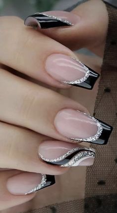 Hoco Nails, Formal Nails, Fancy Nails Designs, Girly Acrylic Nails, Her Nails, Acrylic Nails Coffin Short, Silver Nails, Fancy Nails, Best Acrylic Nails