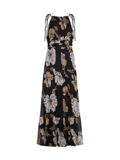 Dress from HopeComposition: Natural (other)->silk, 100% Sky Dress, Floral Print Maxi Dress, Floral Print Maxi, Halter Neckline, Yoga Wear, Black Maxi Dress, Dress Codes, Ankle Length, Dress Shop