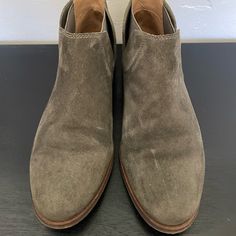 Amazing Condition, Almost Brand New Suede Flat Ankle Boot Perfect For Fall Grey Neutral Suede, Leather Upper - Non-Smoking, Pet-Free Home - Offers Welcome! Casual Chelsea Boots With Stacked Heel And Pointed Toe, Casual Ankle Booties With Heel Pull Tab, Casual Chelsea Boots With Stacked Heel, Casual Ankle Booties With Leather Sole, Casual Suede Chelsea Boots With Flat Heel, Casual Chelsea Ankle Boots With Heel Pull Tab, Casual Booties With Leather Sole And Almond Toe, Casual Booties With Leather Sole And Medium Width, Casual Ankle-high Booties With Suede Lining