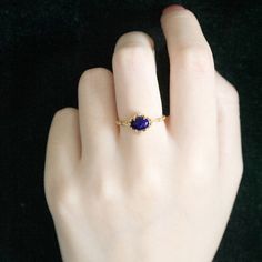 Holiday Notice: We will be on holiday from Feb 6 to Feb 15 for the Spring Festival. Orders will be shipped after we resume work. Lapis Lazuli Ring, Lapis Promise Ring, Vintage Engagement Ring, Natural Lapis Lazuli Ring, Dainty Promise Ring, Deep Blue Gemstone Ring Features * Made to Order. * Material: 925 Silver * Gold Color: Yellow Gold * Stone Type: Natural Lapis Lazuli & CZ * For the material option sterling silver, it means it's made in sterling silver with gold plated on surface, and th Oval Gemstone Rings In Royal Blue, Royal Blue Oval Gemstone Rings, Blue Gemstone Flower Ring Gift, Elegant Sapphire Opal Ring For Gift, Gift Blue Gemstone Flower Ring, Oval Sapphire Rings For Jewelry Making, Royal Blue Gemstone Ring, Fine Jewelry Blue Amethyst Promise Ring, Blue Amethyst Promise Ring In Fine Jewelry Style