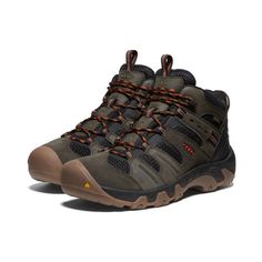 Men's Headout Waterproof Hiking Boot | Black Olive/Fossil Orange | KEEN Footwear Men's Day, Waterproof Hiking Boots, Hiking Boot, Men's Shoe, Black Olive, Boot Sandals, Hiking Boots, Black Boots, Fossil