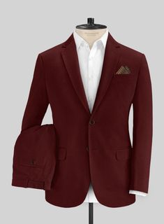 Balance your smart and formal wardrobe with our Italian Wine Cotton Stretch suit that is definitely going to give gives an update on your styling. Crafted from cotton lycra blend, donning this modern tailored suit will be an easy way to command the room, also giving you a polished and sharp look hinting a no - nonsense attitude.   Look Includes  Italian Wine Cotton Stretch Fabric  Two Button Jacket Style  Notch Lapel  Horn Brown Buttons  Single Vent  Three Cuff Buttons  Two Welted Back Pockets o Single Button Cotton Business Suit, Cotton Suits For Business Casual, Cotton Single Button Business Suits, Elegant Fitted Cotton Suits, Formal Slim Fit Cotton Suits, Classic Cotton Suit With Notch Lapel, Cotton Business Suits With Suit Collar, Slim Fit Cotton Suits For Workwear, Elegant Cotton Suits With Welt Pockets