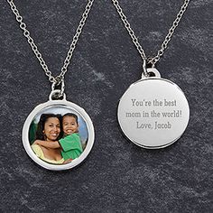 Mom's Engraved Round Photo Pendant Necklace When Is Grandparents Day, Personalization Mall, Grandmas Mothers Day Gifts, Galaxy Necklace, Christmas Gift Exchange, Personalized Photo Frames, Christmas Gifts For Grandma, Photo Necklace, Photo Pendant