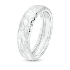 Write your own fashion rules with this simple yet distinct hammered texture band in silver. Created in sterling silver The hammered texture along the band adds unique detail, dimension and shine to the design. Wear it alone as a statement piece or styled with your other favorite accessories. Available in select sizes only. Due to its continuous design, this ring cannot be resized after purchase. Sterling Silver Jewelry With Unique Texture, Silver Sterling Jewelry With Unique Texture, Fashion Rules, The Band, Stone Settings, Wear It, How To Take Photos, Statement Pieces, Ring Designs