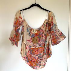 Floral Boho Blouse Bohemian Off-shoulder Blouse For Party, Bohemian Off-shoulder Cotton Blouse, Bohemian Off-shoulder Top With Floral Embroidery, Bohemian Off-shoulder Multicolor Tops, Multicolor Off-shoulder Bohemian Tops, Tie Dye Blouse, Blue Floral Top, Grey Long Sleeve Shirt, Bell Sleeve Blouse