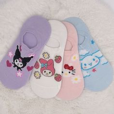 The Cutest Sanrio Foot Socks! Perfect For Any Sanrio Collector/Fan. Fits Women Size 5-8 Bundle And Save On Shipping Comfortable Purple Cotton Socks, Trendy Purple Cotton Socks, Cute Non-slip Socks For Spring, Sanrio Socks, Pastel Clothes, Sanrio Accessories, Sanrio Pink, Foot Socks, Pastel Outfit