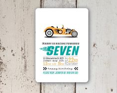 a birthday card with an orange motorcycle on it