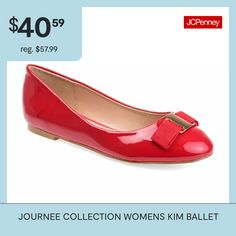 Look polished from day-to-night in bow accent flats by Journee Collection. These stylish ballet flats feature lustrous faux leather with a patent finish. A classy fabric bow with a centered polished metal emblem finishes the look.Features: LightweightClosure Type: Slip-OnShoe Heel Height: LowSole Material Content: 100% RubberToe Type: Round ToeCare: Spot CleanHeel Style: Flat HeelCountry of Origin: Imported Shoes Ballet Flats, Look Polished, Fabric Bows, Journee Collection, Ballet Flat Shoes, Ballet Flats, Heel Height, Faux Leather, Ballet