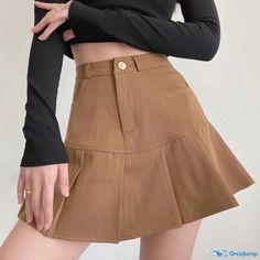 Orcajump - High-Waisted Pleated Midi-Skirt with Anti-Transparency Lining in Solid Color Pleated Midi Skirt, Types Of Skirts, Pleated Skirt, Midi Skirt, Solid Color, High Waisted, Skirt, Color