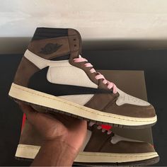 Style Cd4487-100 Colorway Sail/Black-Dark Mocha-University Red 100% Authenticated By Check-Check And Ebay Slightly Used Jordan Travis Scott, Air Jordan 1 Retro High Og, Air Jordan 1 Retro, Jordan 1 Retro High, Travis Scott, Jordan Shoes, Jordan 1, Dark Black, Mocha