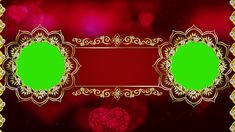 a red and green background with two frames